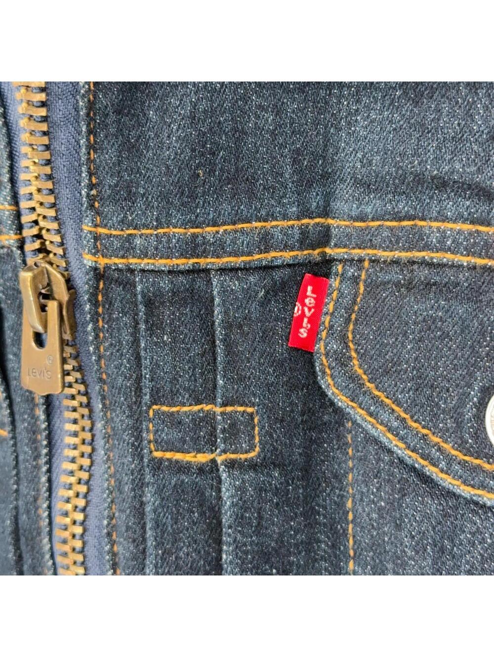 Vintage 90's LEVI'S Blue Denim Full Zip Cropped Jean Jacket Women's Medium Jr - Picture 7 of 7